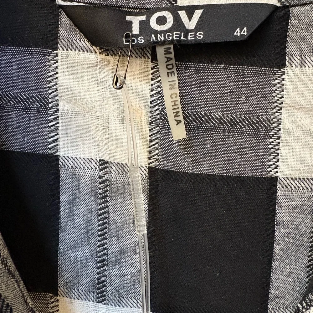 TOV Black and White Plaid Shirt Dress - Picture 2 of 6